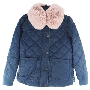 Boden Hollie Quilted Jacket with Removable Faux Fur Collar